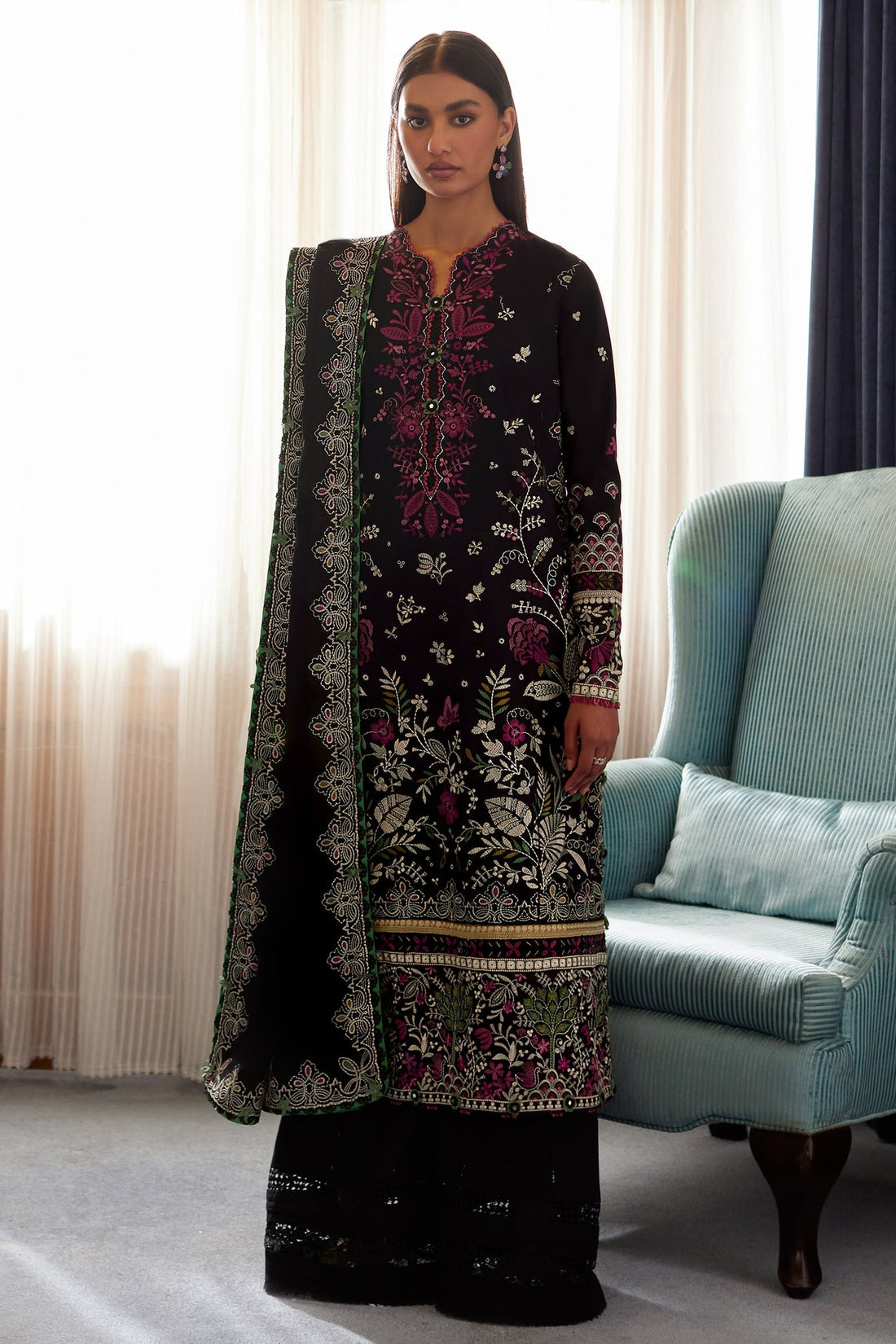 Elan | Lawn 24 |QISTINA (EL24-03 B) by Elan - Designer Dress - Type: Ladies Clothes - Available at Libayah - 100% Original