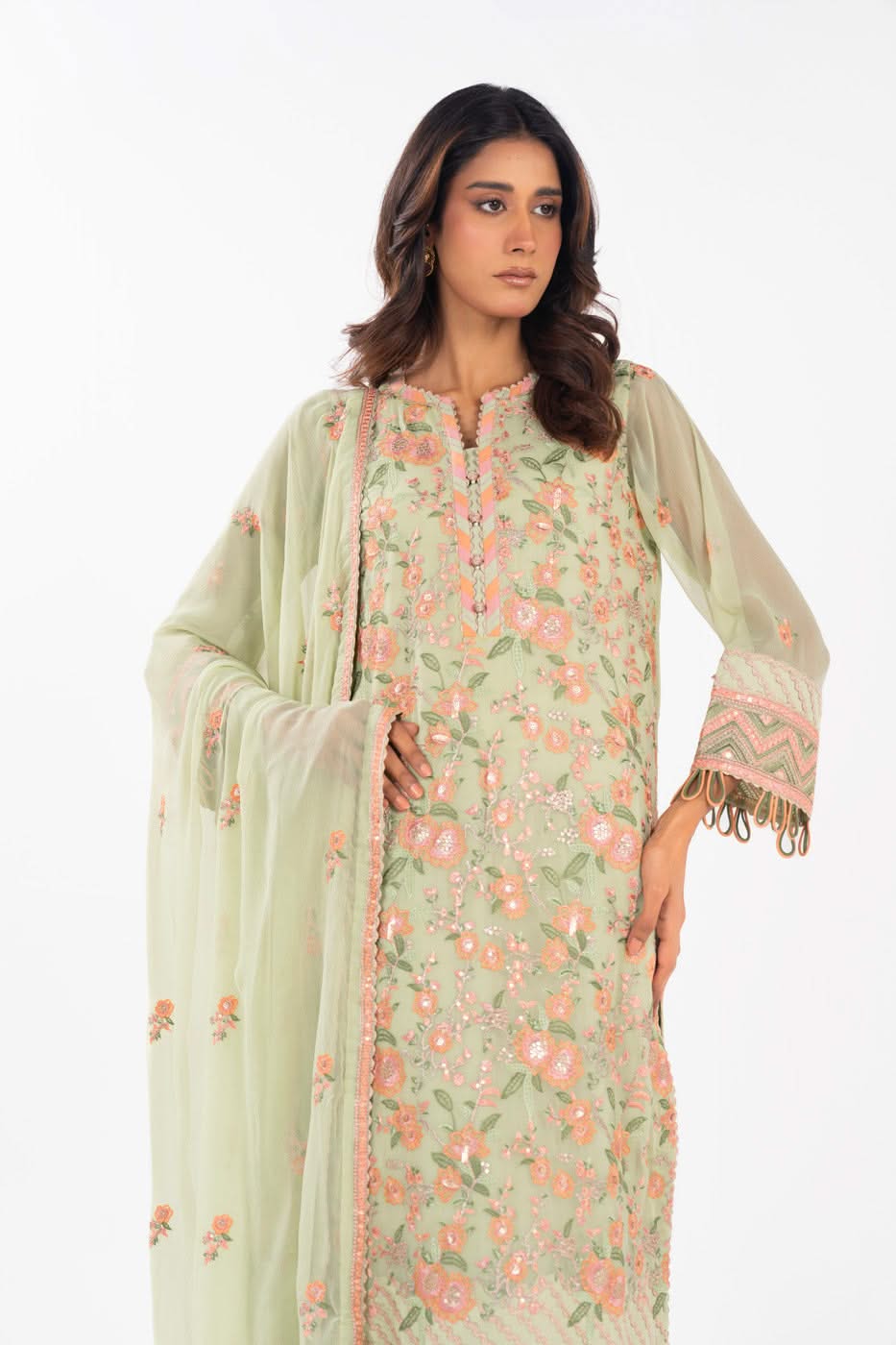 AlKaram | Festive Summer 25 | FC-22I-25-Pistachio by Alkaram - Designer Dress - Type: Ladies Clothes - Available at Libayah - 100% Original