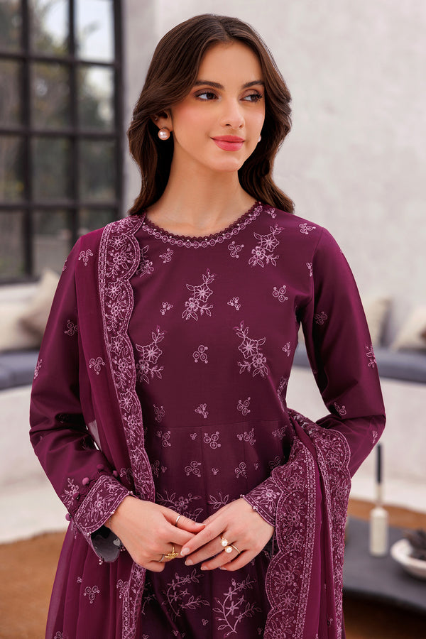 Farasha | Bahaar Embroidered Lawn | Regal Plum by Farasha - Designer Dress - Type: Ladies Clothes - Available at Libayah - 100% Original