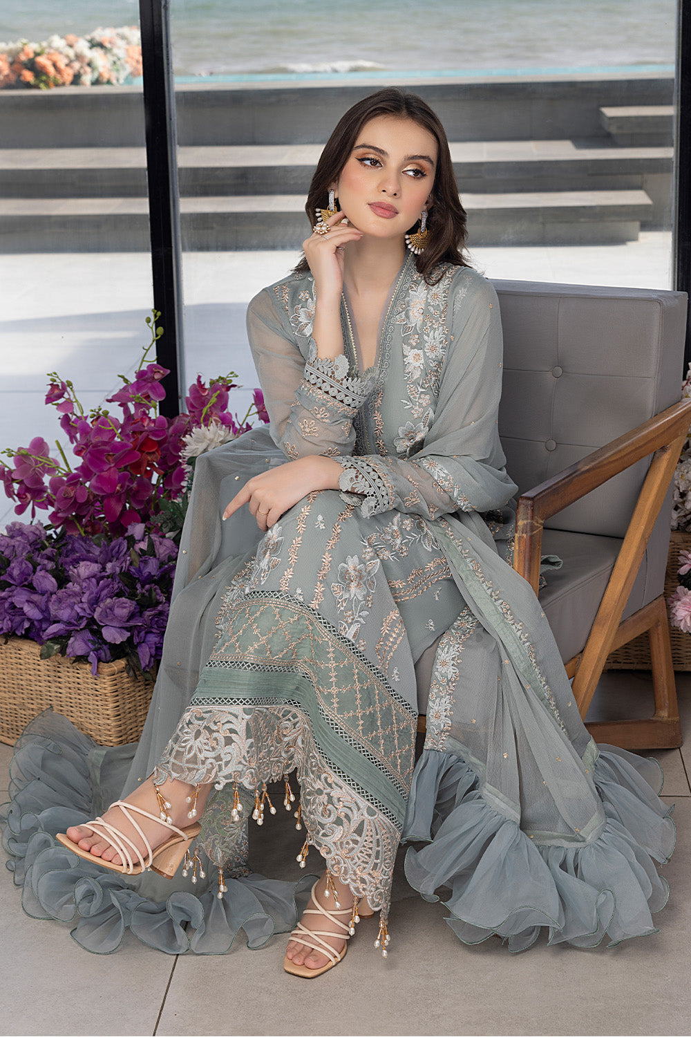 Azure | Luxe Formals | Floral Fringe by Azure - Designer Dress - Type: Ladies Clothes - Available at Libayah - 100% Original