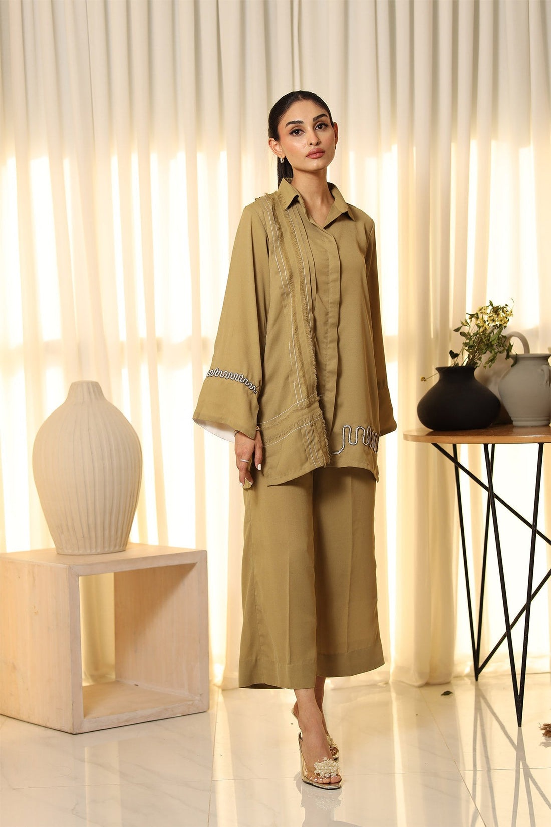 Flairs Studio | Luxury Pret | OLIVE by Flairs Studio - Designer Dress - Type: Luxury - Available at Libayah - 100% Original