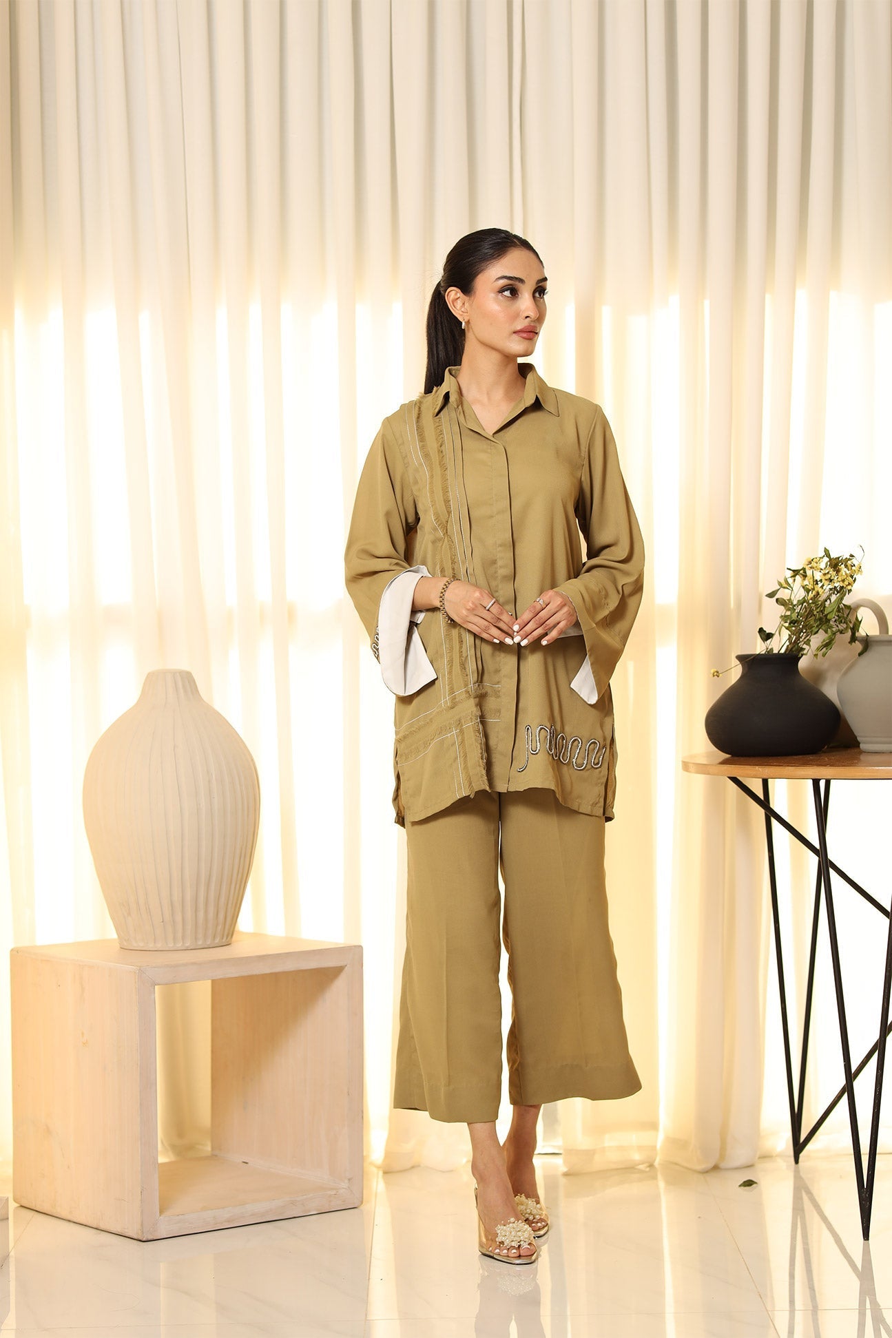 Flairs Studio | Luxury Pret | OLIVE by Flairs Studio - Designer Dress - Type: Luxury - Available at Libayah - 100% Original