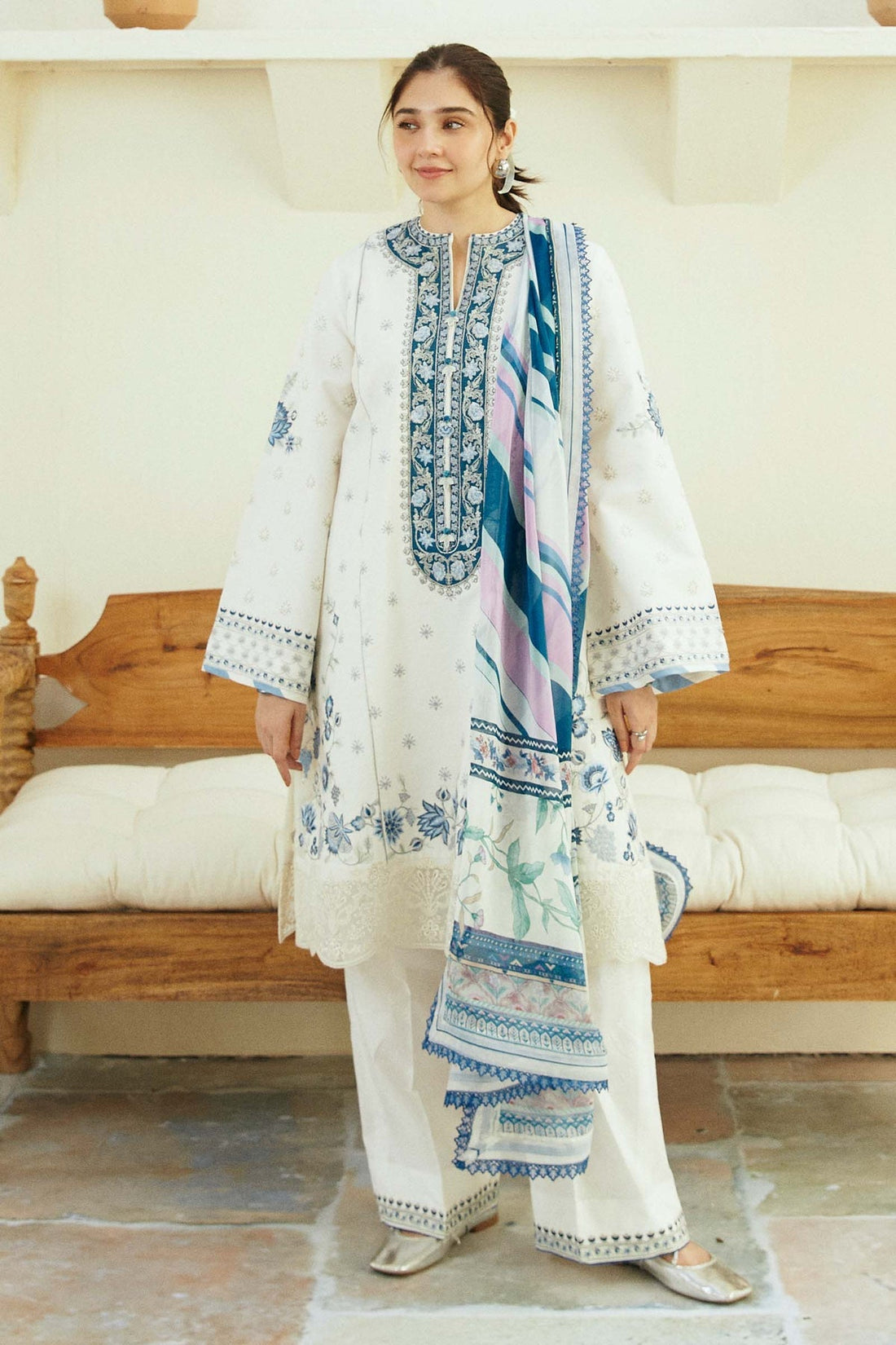 Zara Shahjahan | Coco Lawn Eid Edit 24 | IVORY-D4 by Zara Shahjahan - Designer Dress - Type: Ladies Clothes - Available at Libayah - 100% Original