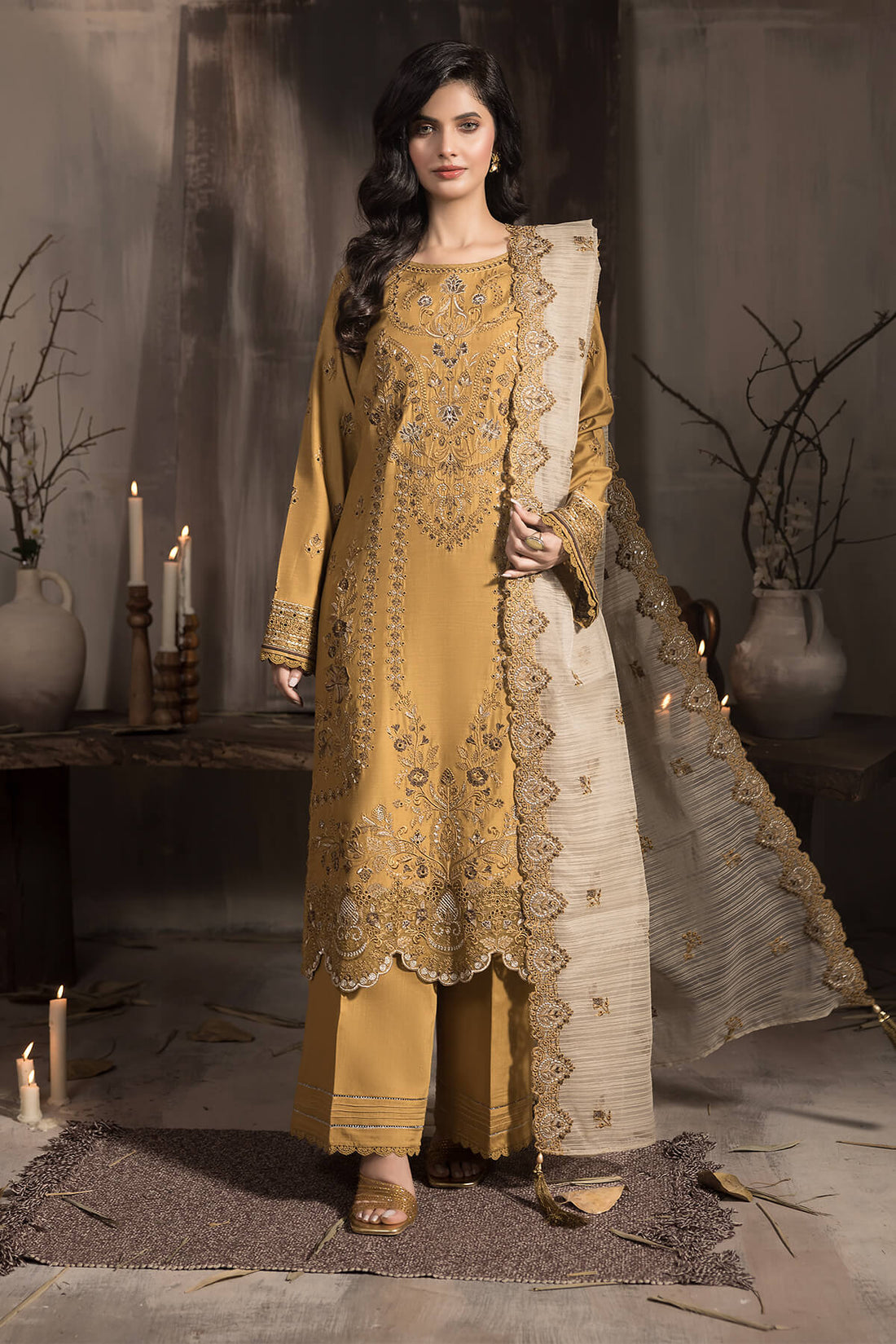 Imrozia Premium | Sehar Winter Collection | I.P-70 Sunheri by Imrozia Premium - Designer Dress - Type: Ladies Clothes - Available at Libayah - 100% Original