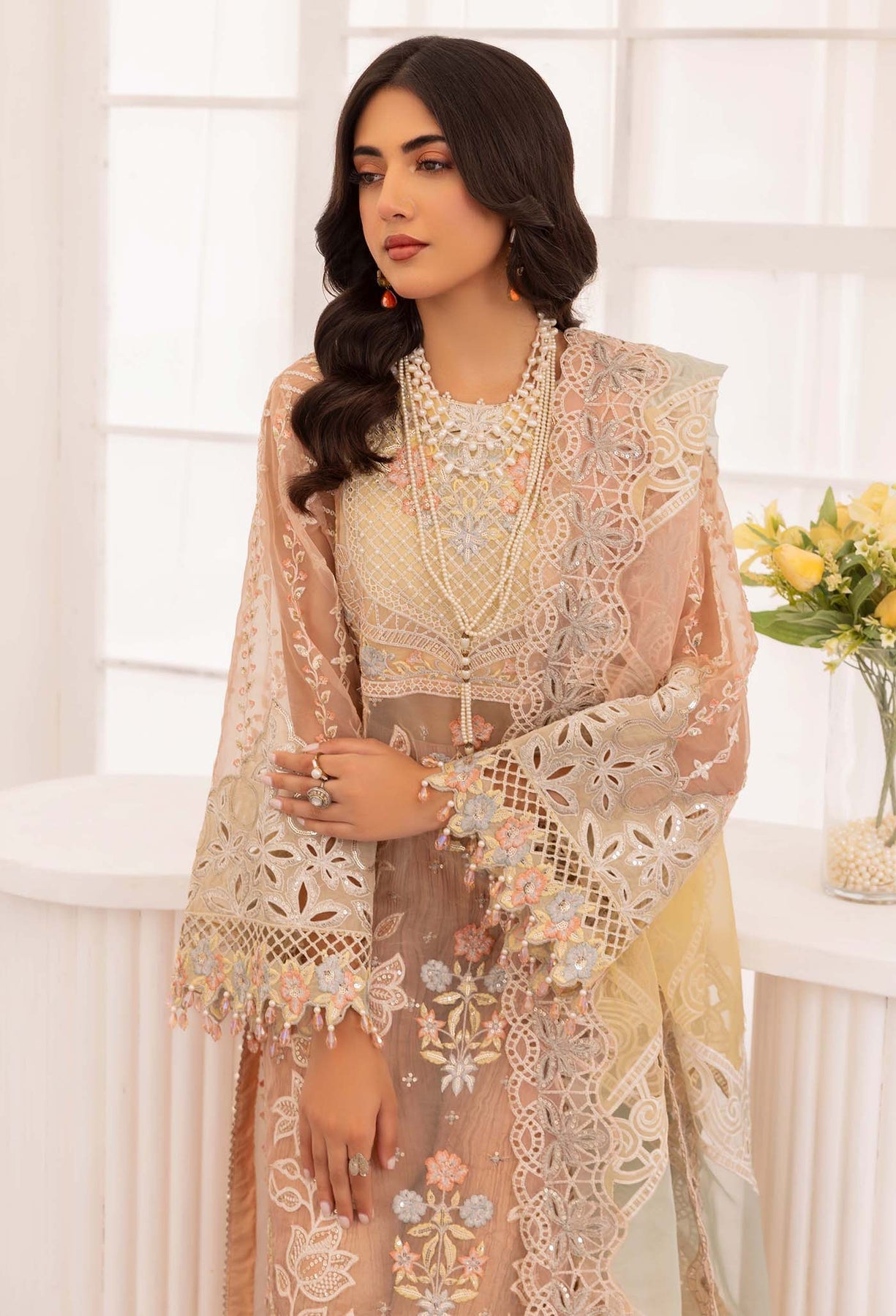 Adans Libas | Chantelle Chiffon | BLUSH OPAL by Adans Libas - Designer Dress - Type: Formal - Available at Libayah - 100% Original