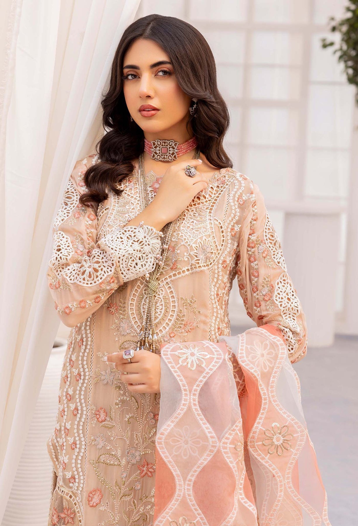Adans Libas | Chantelle Chiffon | PEACH JASPER by Adans Libas - Designer Dress - Type: Formal - Available at Libayah - 100% Original