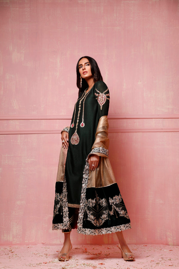 Wahajmkhan | Festive Fiesta Formals | THE JADE AFFAIR by Wahaj M.Khan - Designer Dress - Type: Ladies Clothes - Available at Libayah - 100% Original
