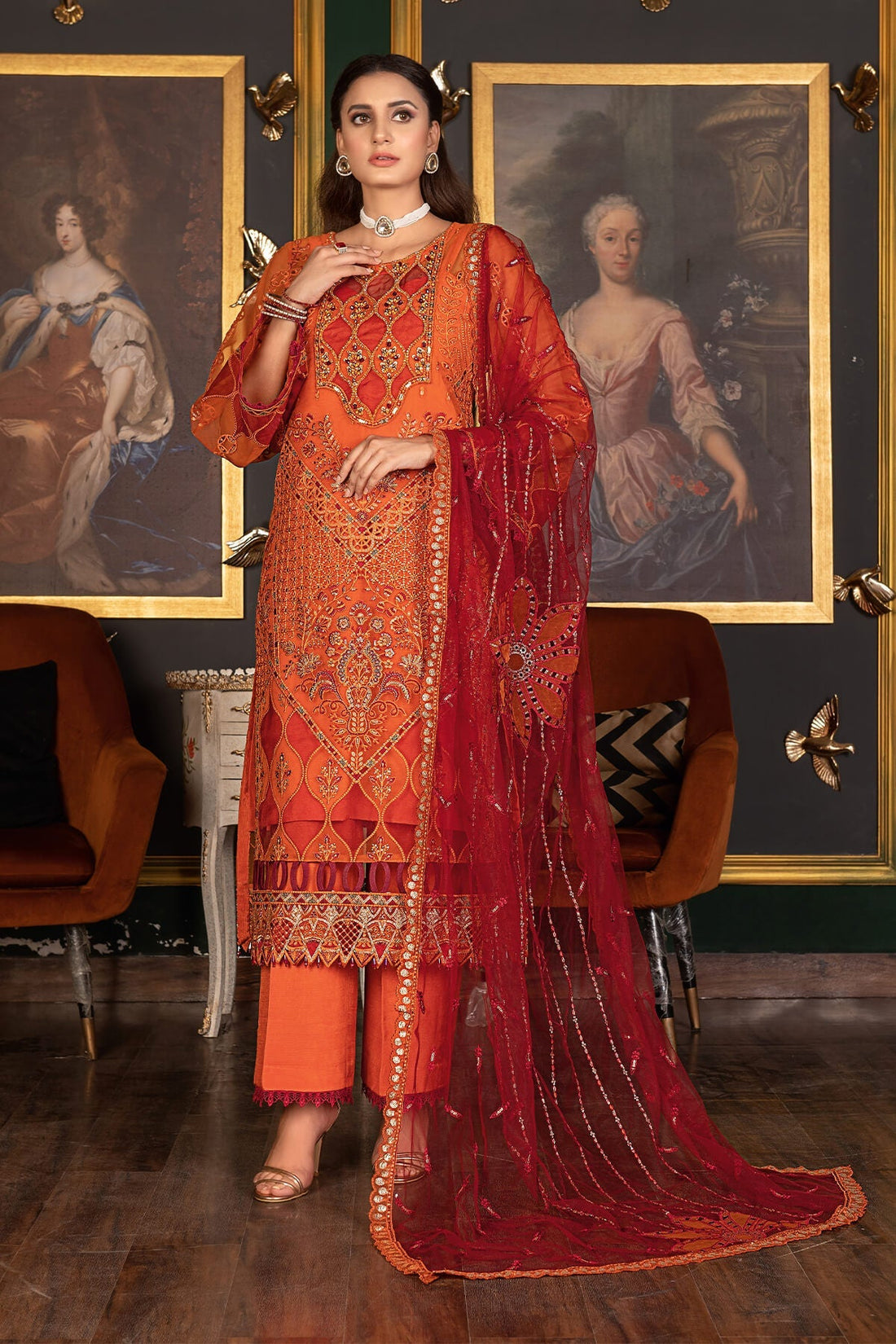 Janique | Luxury Collection 24 |  D-034 International Orange by Janique - Designer Dress - Type: Ladies Clothes - Available at Libayah - 100% Original