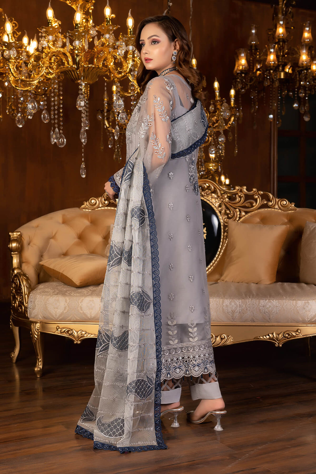 Janique | Luxury Collection 24 |  D-033 Metallic grey by Janique - Designer Dress - Type: Ladies Clothes - Available at Libayah - 100% Original