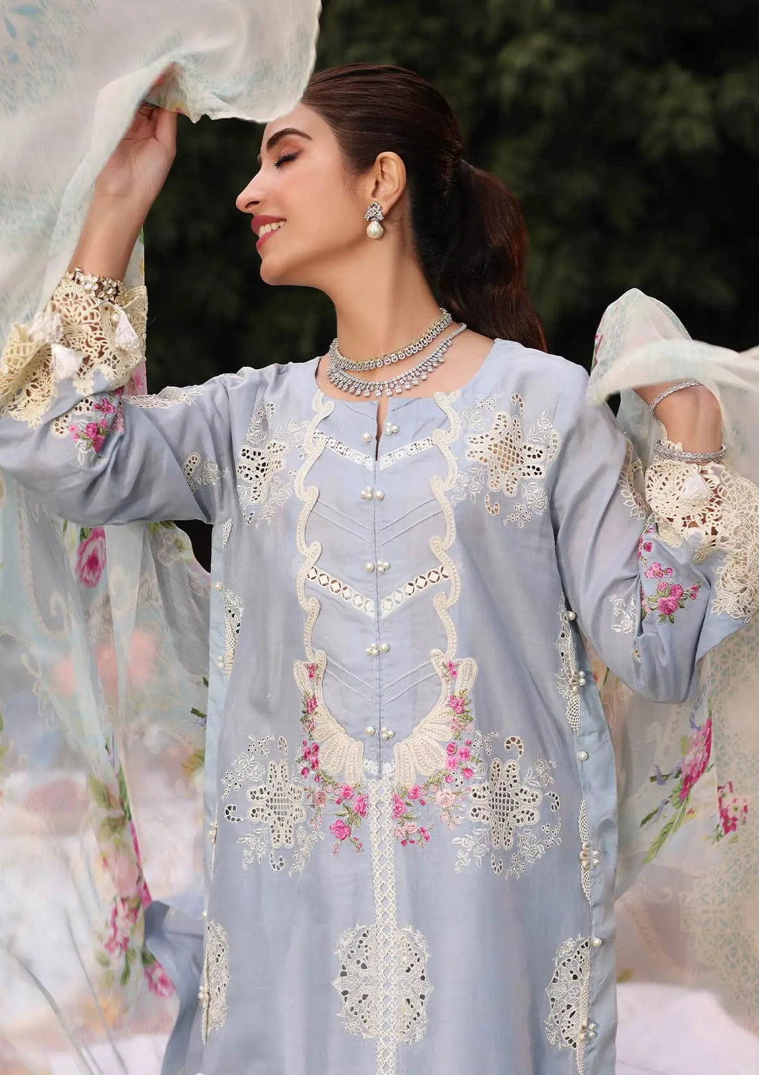 Kahf Premium | Festive Lawn 24 | KFL-08A FIRUZE by Kahf Premium - Designer Dress - Type: Ladies Clothes - Available at Libayah - 100% Original