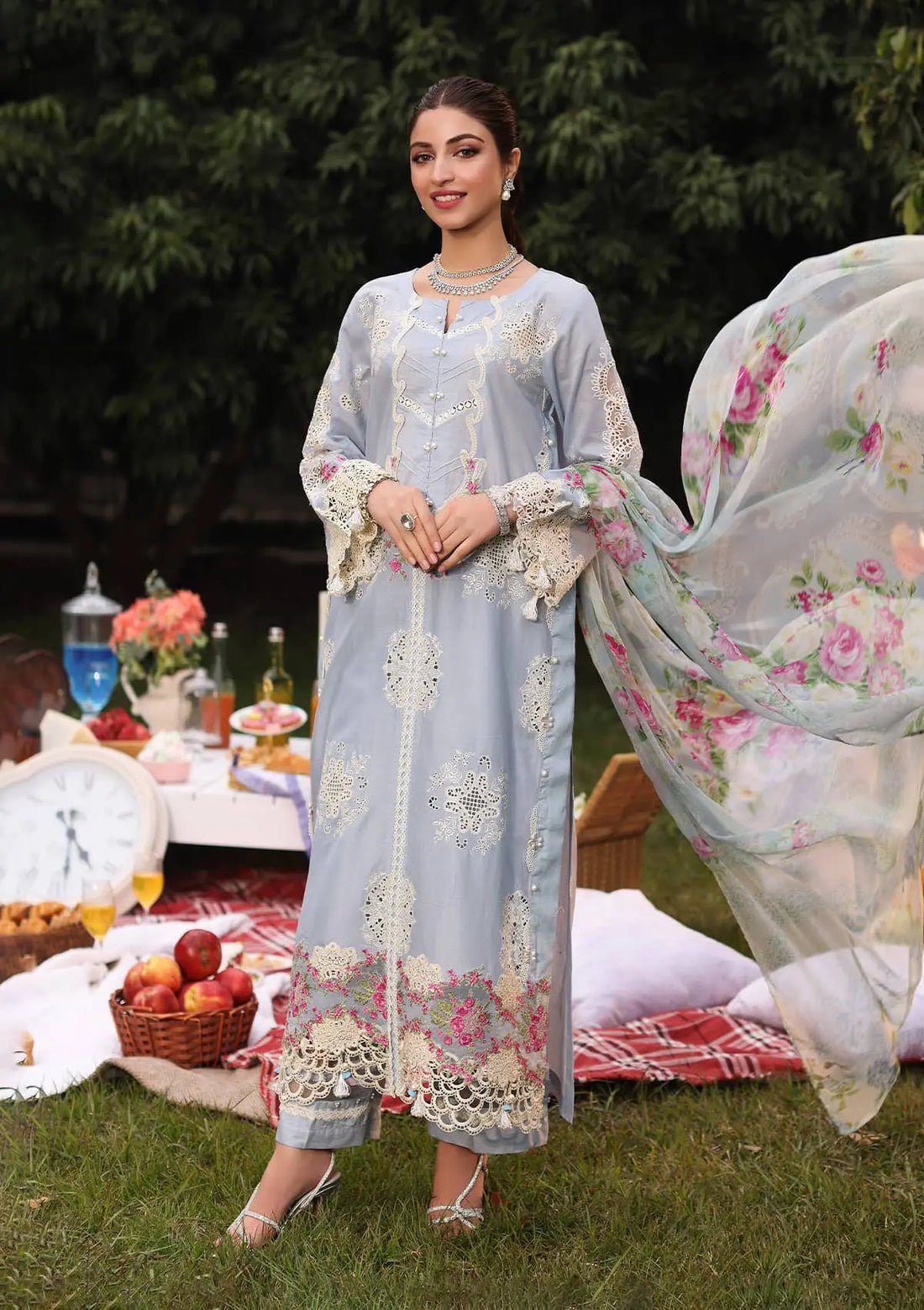 Kahf Premium | Festive Lawn 24 | KFL-08A FIRUZE by Kahf Premium - Designer Dress - Type: Ladies Clothes - Available at Libayah - 100% Original