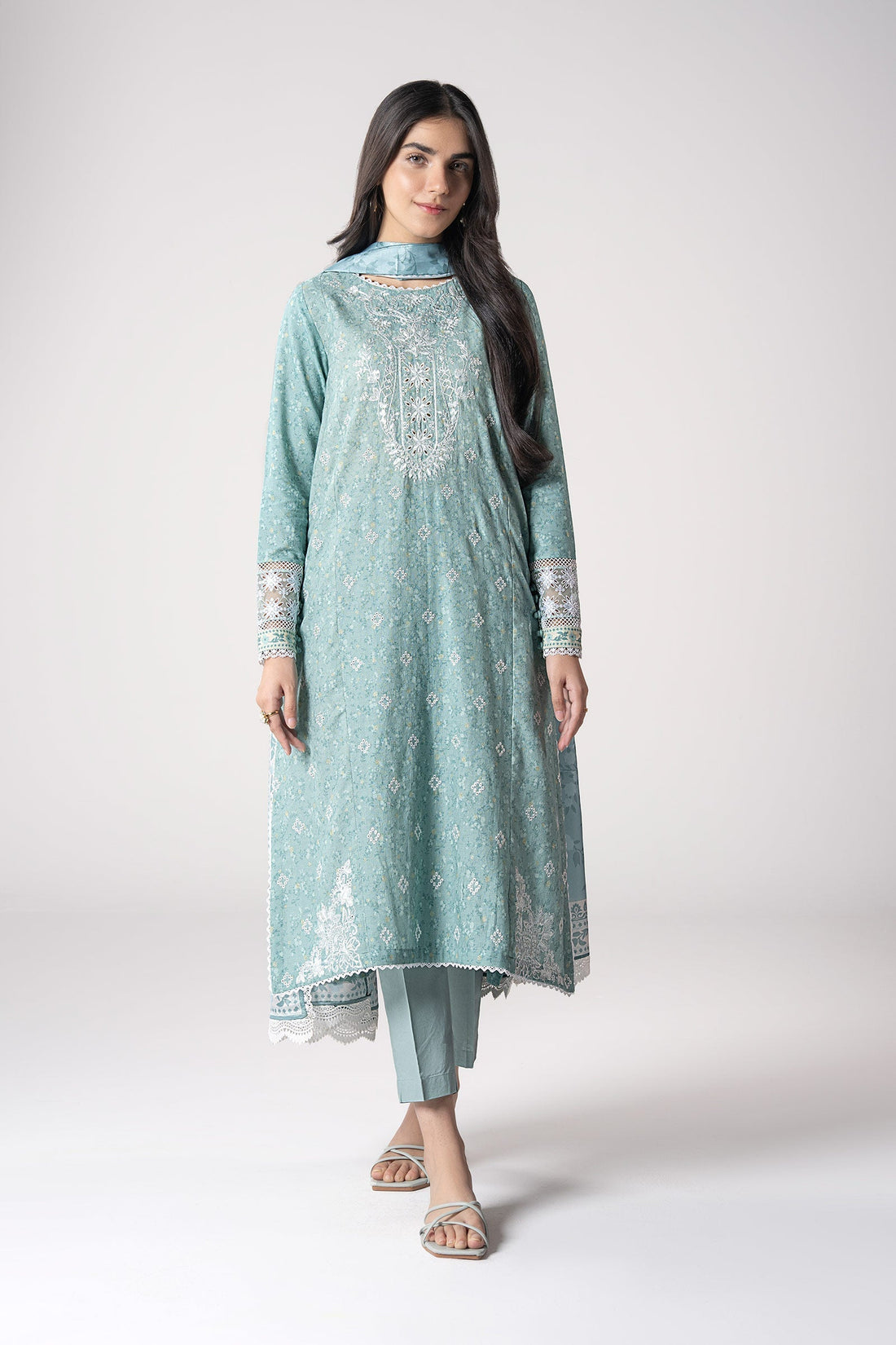 Maria B | Basics RTW | 3 Pc Embroidered Mesh Lurex Dots Suit | MB-CS25-142 by Maria B - Designer Dress - Type: Ladies Clothes - Available at Libayah - 100% Original