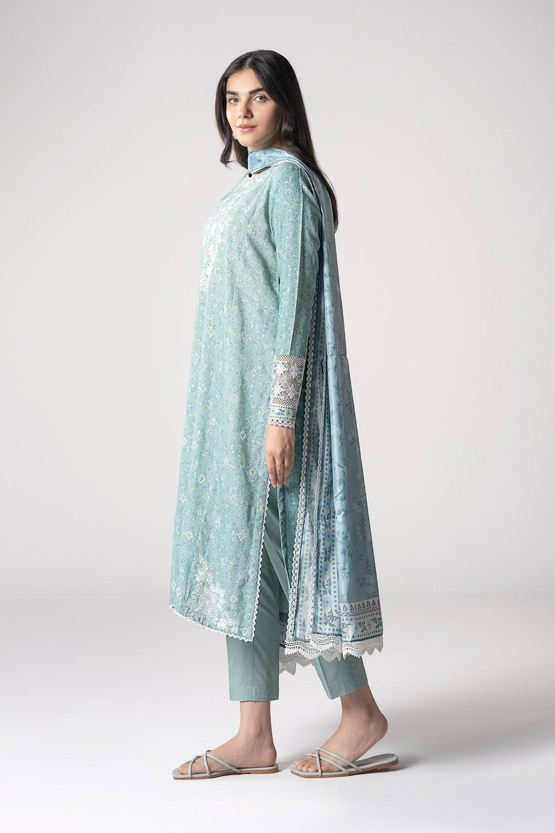 Maria B | Basics RTW | 3 Pc Embroidered Mesh Lurex Dots Suit | MB-CS25-142 by Maria B - Designer Dress - Type: Ladies Clothes - Available at Libayah - 100% Original