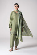 Maria B | Basics RTW | 3 Pc Embroidered Lurex Stripe Suit | MB-CS25-143 by Maria B - Designer Dress - Type: Ladies Clothes - Available at Libayah - 100% Original