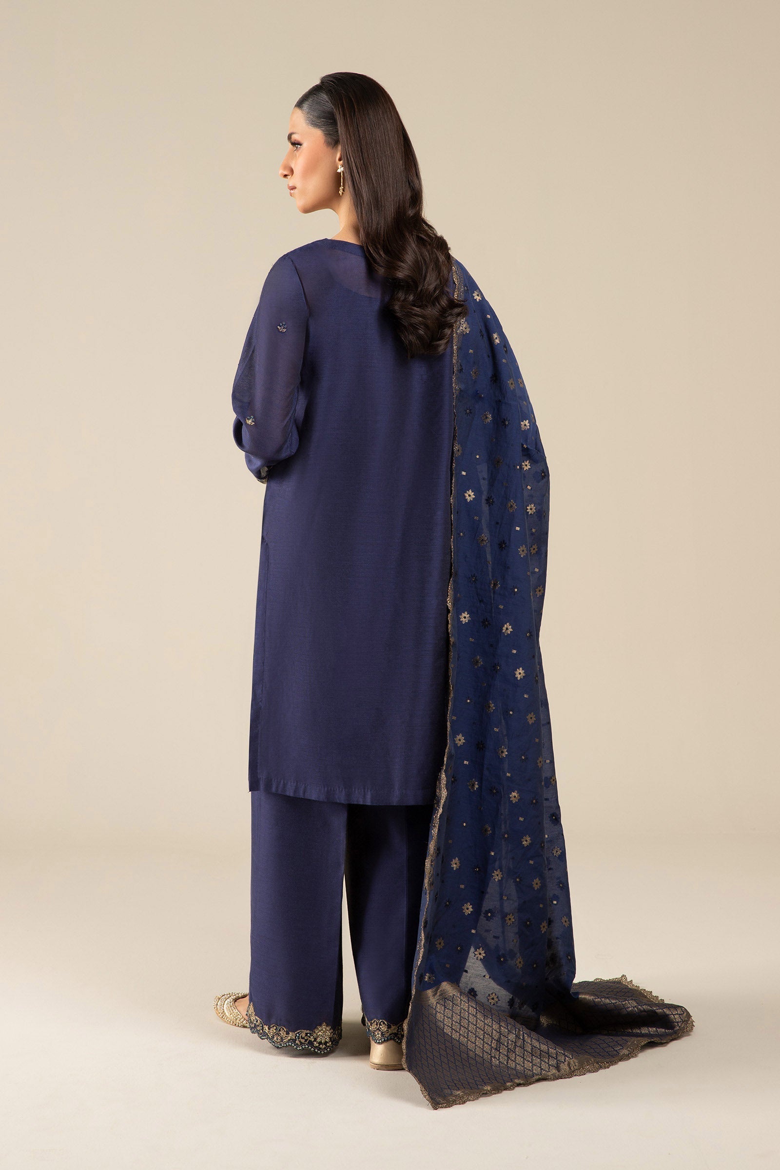 Maria B | Basics RTW | 3 Pc Embroidered Two Tone Silk Suit | MB-FS25-30 by Maria B - Designer Dress - Type: Ladies Clothes - Available at Libayah - 100% Original