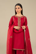 Maria B | Basics RTW | 3 Pc Embroidered Raw Silk Suit | MB-FS25-32 by Maria B - Designer Dress - Type: Ladies Clothes - Available at Libayah - 100% Original