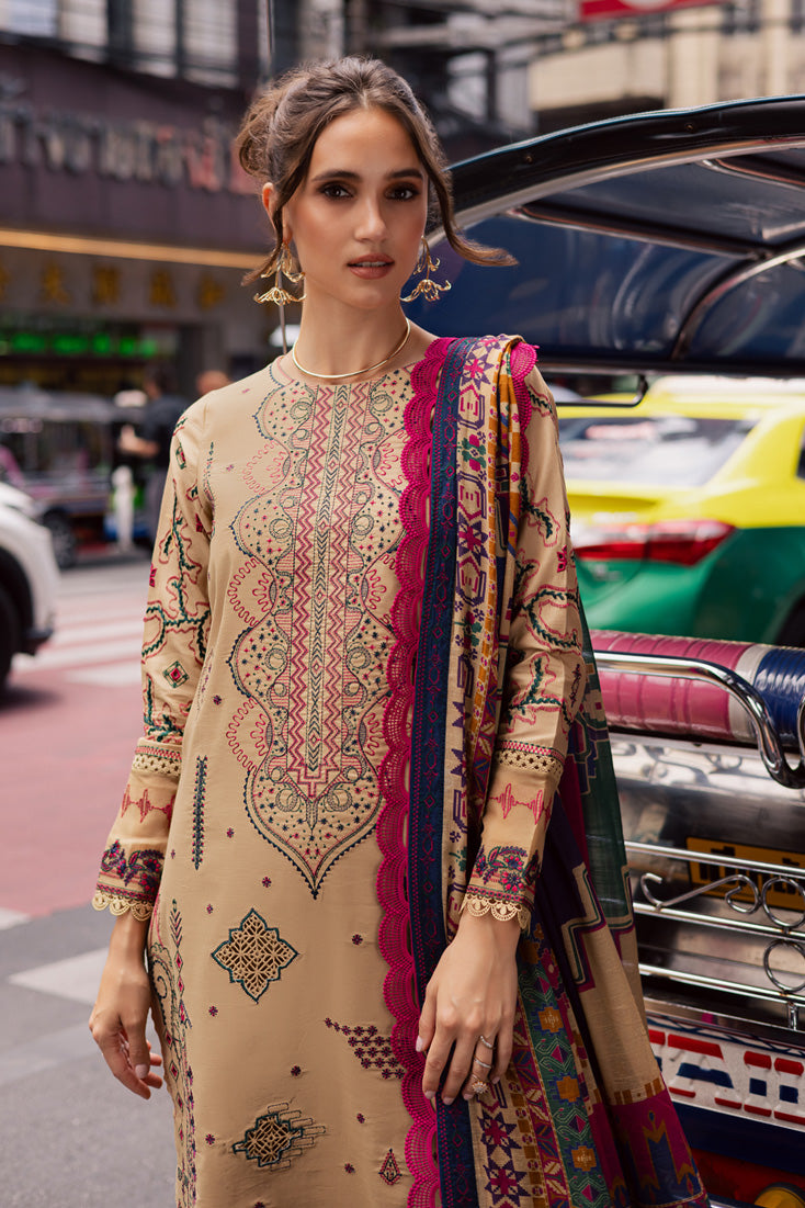 Marjjan | Carnation Lawn | MBL-13 B (BEIGE) by Marjjan - Designer Dress - Type: Ladies Clothes - Available at Libayah - 100% Original