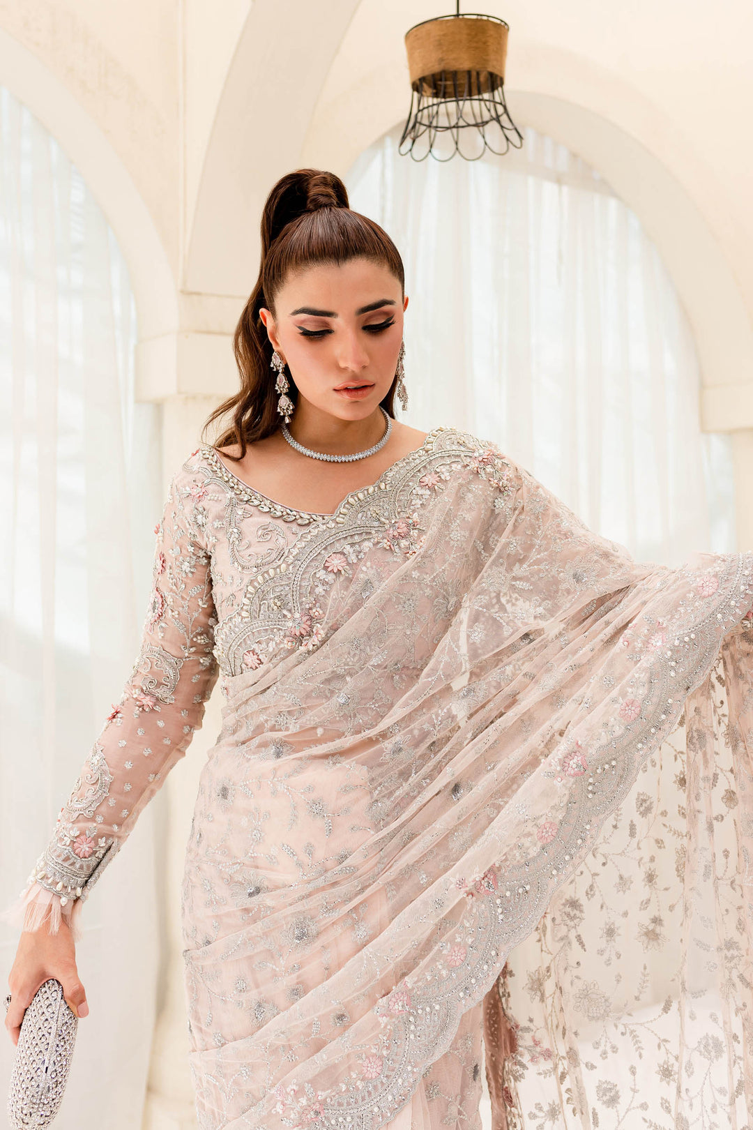 Maria B | Bridal Couture | Pale Pink MC-909 by Maria B - Designer Dress - Type: Ladies Clothes - Available at Libayah - 100% Original