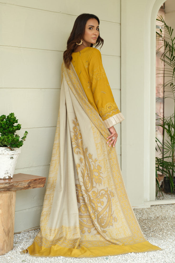Marjjan | Aangan Embroidered Viscose |  MDS-69 (MUSTARD) by Marjjan - Designer Dress - Type: Ladies Clothes - Available at Libayah - 100% Original