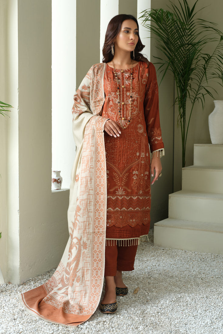 Marjjan | Aangan Embroidered Viscose |  MDS-69 (RUST) by Marjjan - Designer Dress - Type: Ladies Clothes - Available at Libayah - 100% Original