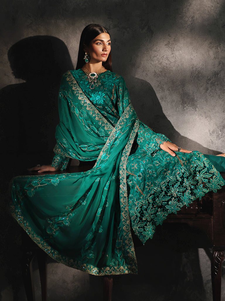 Rajbari | Sage Chiffon Edit | Opulance by Rajbari - Designer Dress - Type: Formal - Available at Libayah - 100% Original