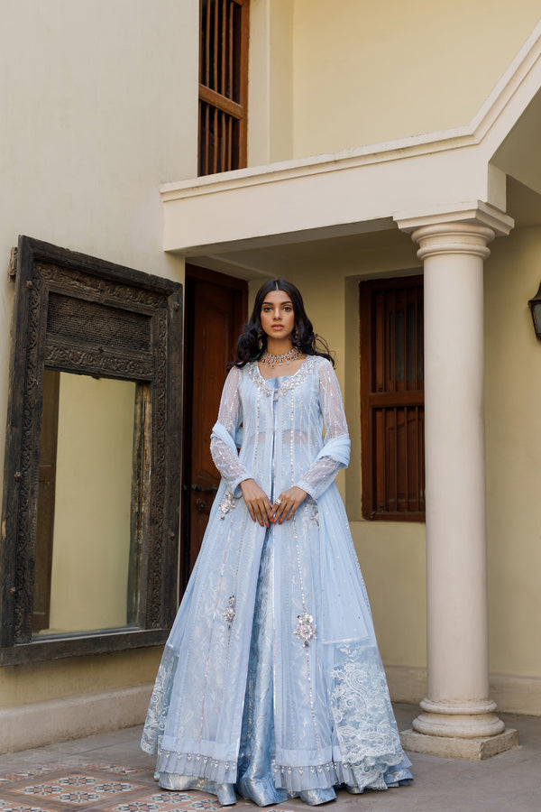 Wahajmkhan | Bahar Begum Formals | BABY BLUE BAHAR by Wahaj M.Khan - Designer Dress - Type: Ladies Clothes - Available at Libayah - 100% Original