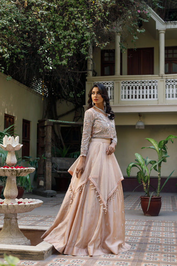 Wahajmkhan | Bahar Begum Formals | NUDE BIRD LEHNGA by Wahaj M.Khan - Designer Dress - Type: Ladies Clothes - Available at Libayah - 100% Original