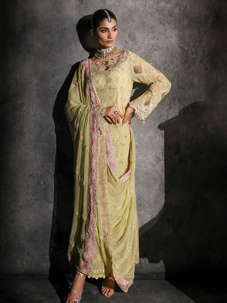 Rajbari | Sage Chiffon Edit | Ivy by Rajbari - Designer Dress - Type: Formal - Available at Libayah - 100% Original