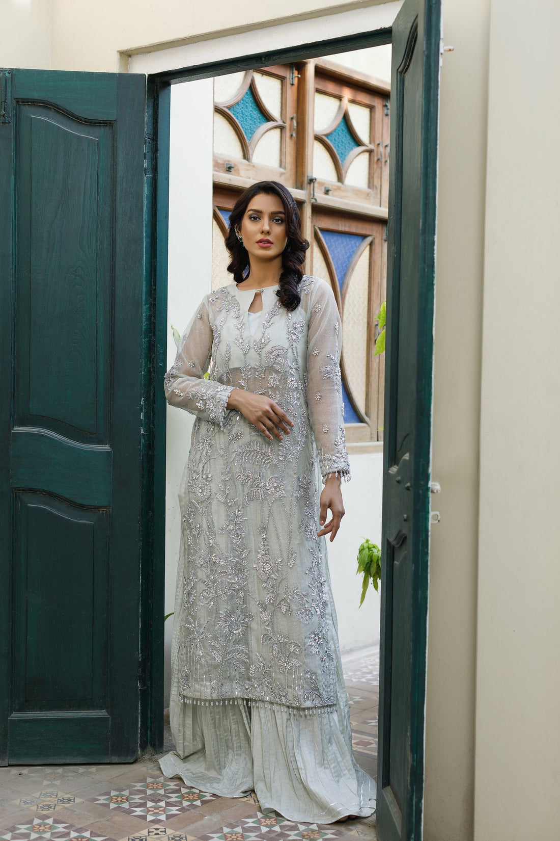 Wahajmkhan | Bahar Begum Formals | SILVER MINT BAHAR JORA by Wahaj M.Khan - Designer Dress - Type: Ladies Clothes - Available at Libayah - 100% Original