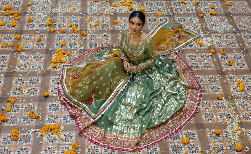 Wahajmkhan | Bahar Begum Formals | GREEN GALORE by Wahaj M.Khan - Designer Dress - Type: Ladies Clothes - Available at Libayah - 100% Original