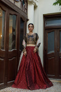 Wahajmkhan | Bahar Begum Formals | BLACK & MAROON BEGUM LEHNGA by Wahaj M.Khan - Designer Dress - Type: Ladies Clothes - Available at Libayah - 100% Original