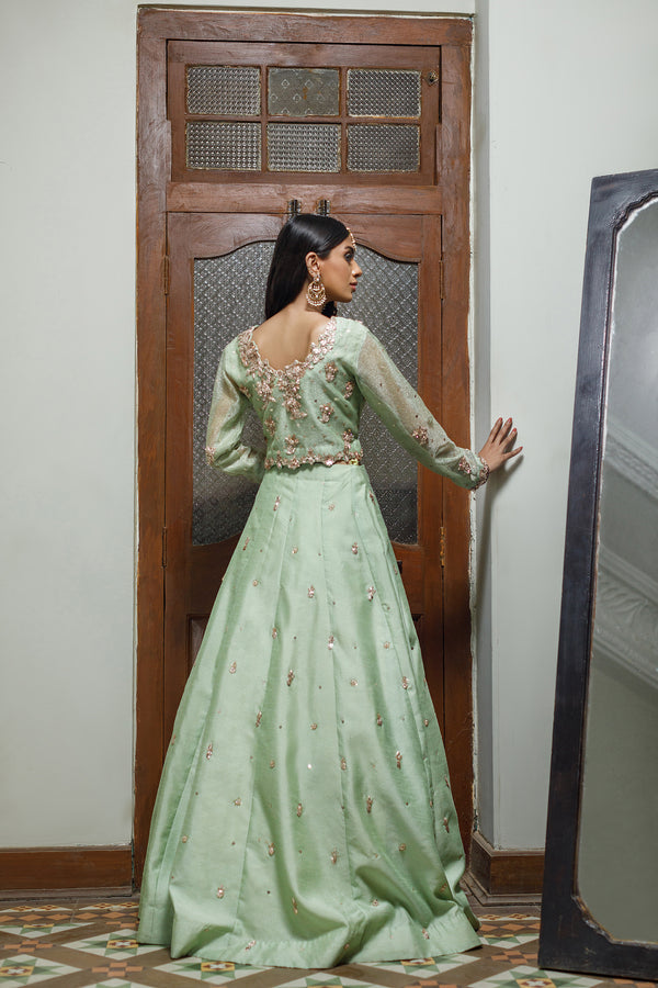 Wahajmkhan | Bahar Begum Formals | MINT BAHAR LEHNGA by Wahaj M.Khan - Designer Dress - Type: Ladies Clothes - Available at Libayah - 100% Original