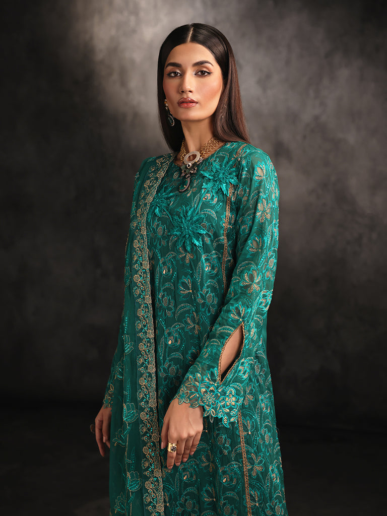 Rajbari | Sage Chiffon Edit | Opulance by Rajbari - Designer Dress - Type: Formal - Available at Libayah - 100% Original