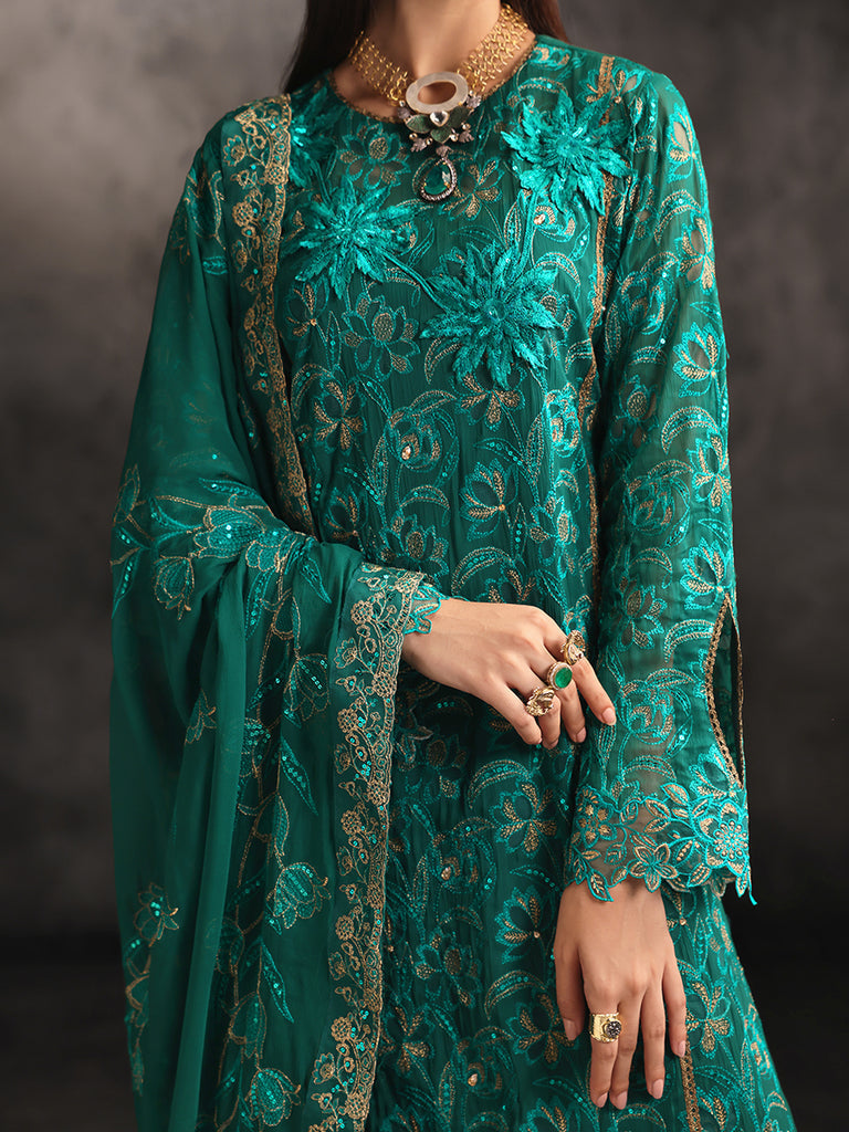 Rajbari | Sage Chiffon Edit | Opulance by Rajbari - Designer Dress - Type: Formal - Available at Libayah - 100% Original