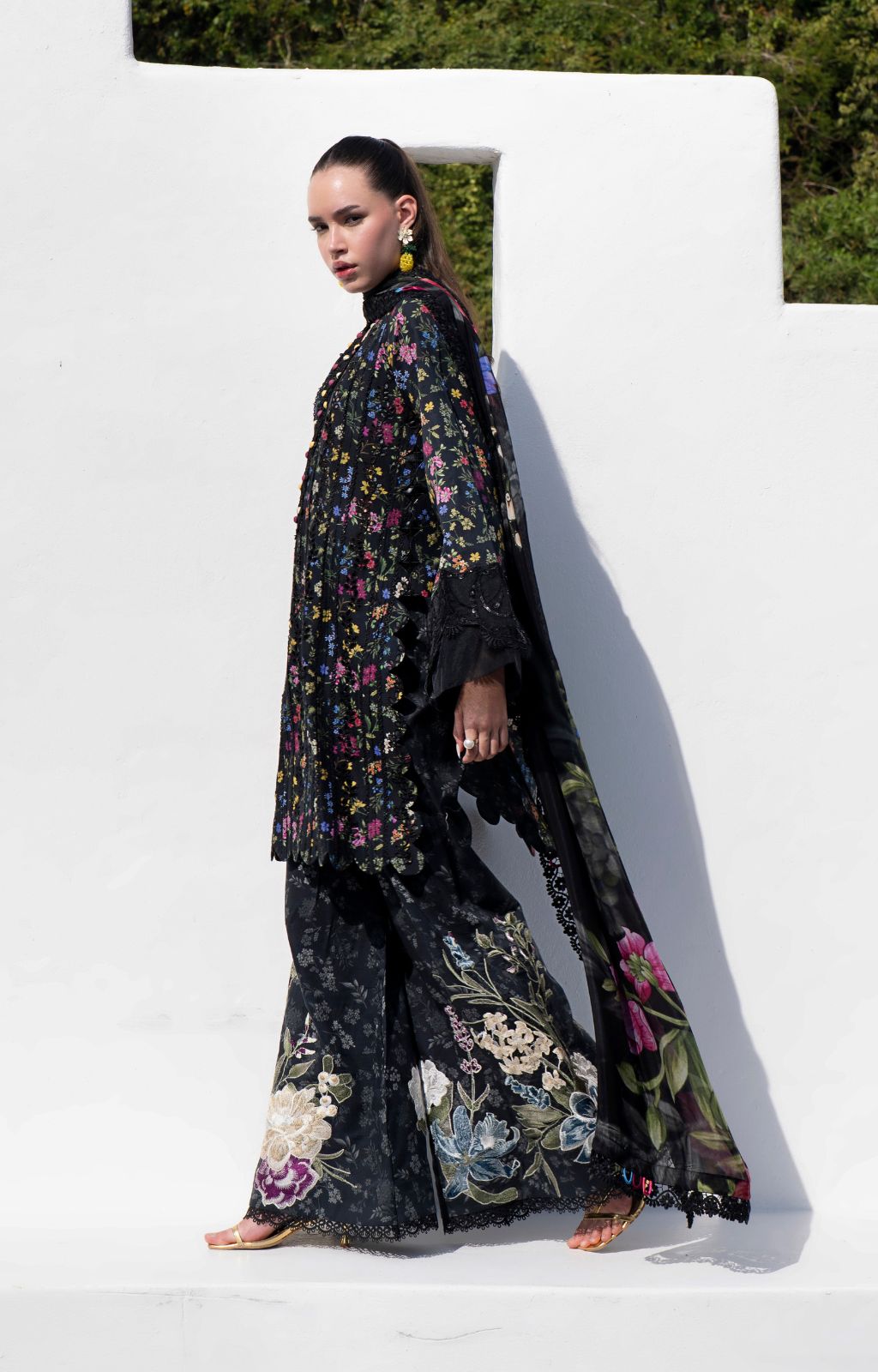 AJR Couture | Printakari Lawn 25 | Midnight Flora by AJR Couture - Designer Dress - Type: Ladies Clothes - Available at Libayah - 100% Original