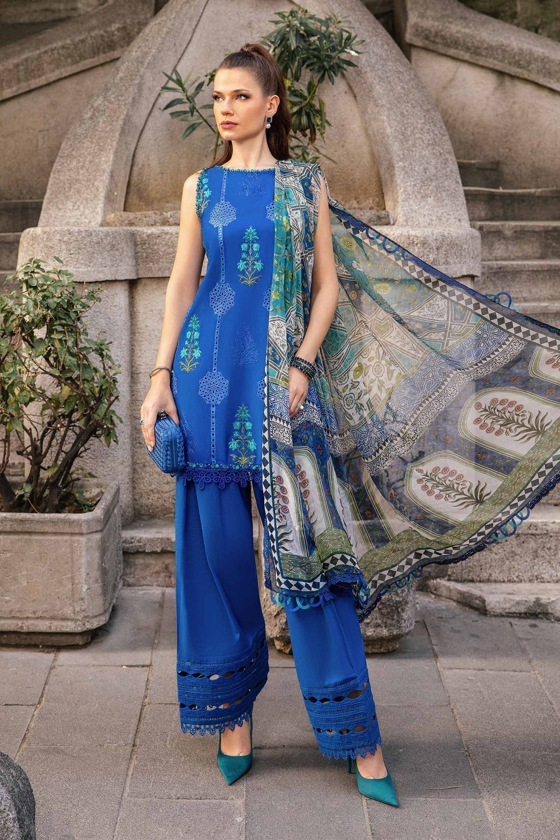 Maria B | M Prints Fall Edit 24 | MPT-2303-A by Maria B - Designer Dress  - Type : Ladies Clothes - Available at Libayah - 100% Original 