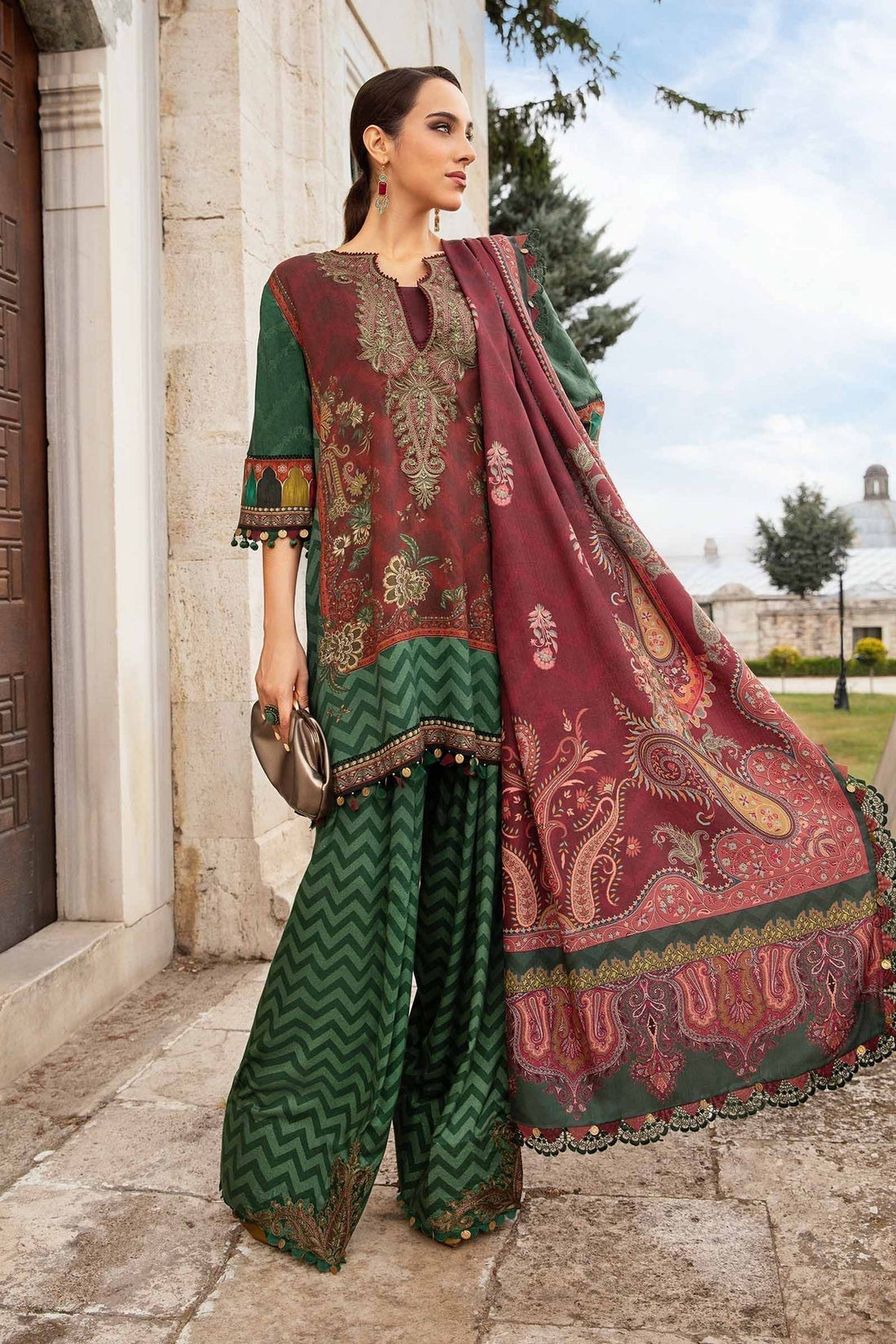 Maria B | M Prints Fall Edit 24 |  MPT-2305-B by Maria B - Designer Dress  - Type : Ladies Clothes - Available at Libayah - 100% Original 