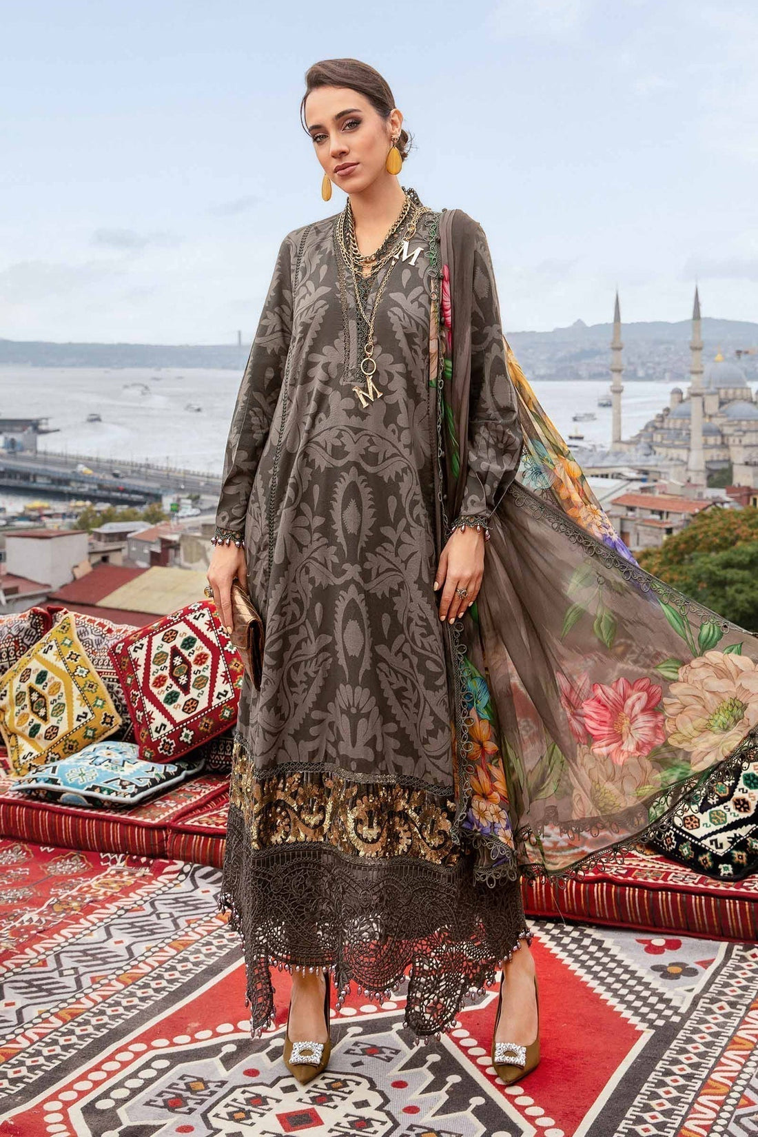 Maria B | M Prints Fall Edit 24 | MPT-2307-A by Maria B - Designer Dress  - Type : Ladies Clothes - Available at Libayah - 100% Original 