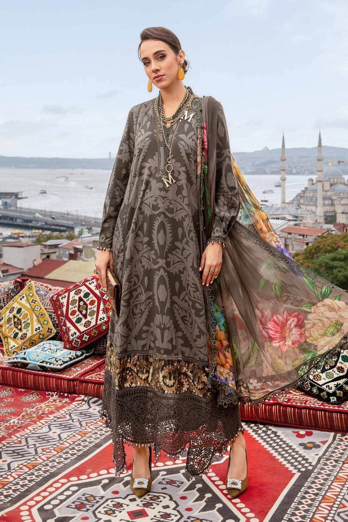 Maria B | M Prints Fall Edit 24 | MPT-2307-A by Maria B - Designer Dress  - Type : Ladies Clothes - Available at Libayah - 100% Original 