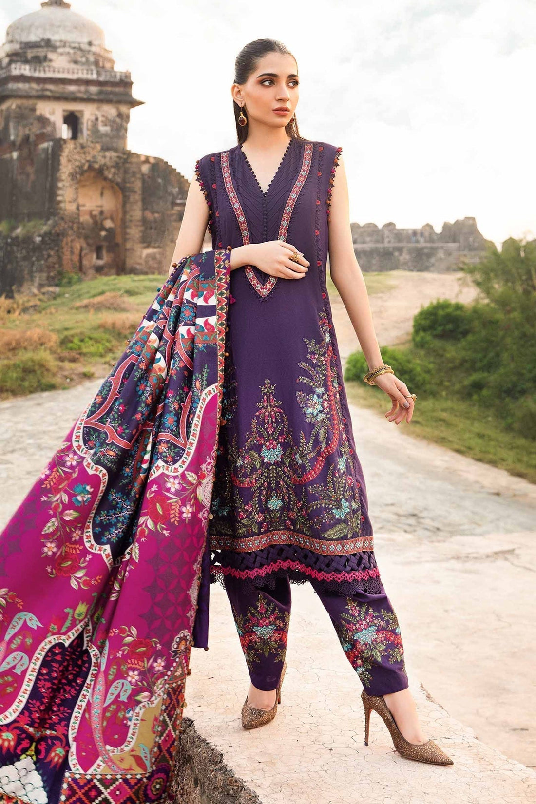 Maria B | M Prints Winter 24 | MPT-2402-A by Maria B - Designer Dress  - Type : Ladies Clothes - Available at Libayah - 100% Original 