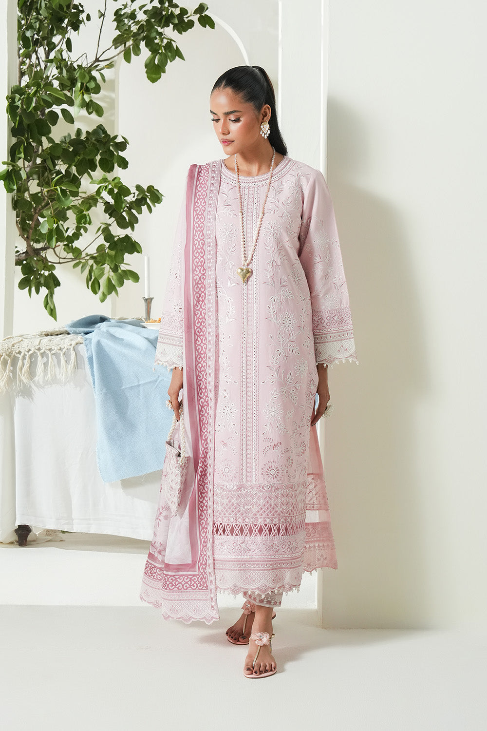 Maryum N Maria | Soiree Lawn | Salmon by Maryam N Maria - Designer Dress - Type: Ladies Clothes - Available at Libayah - 100% Original