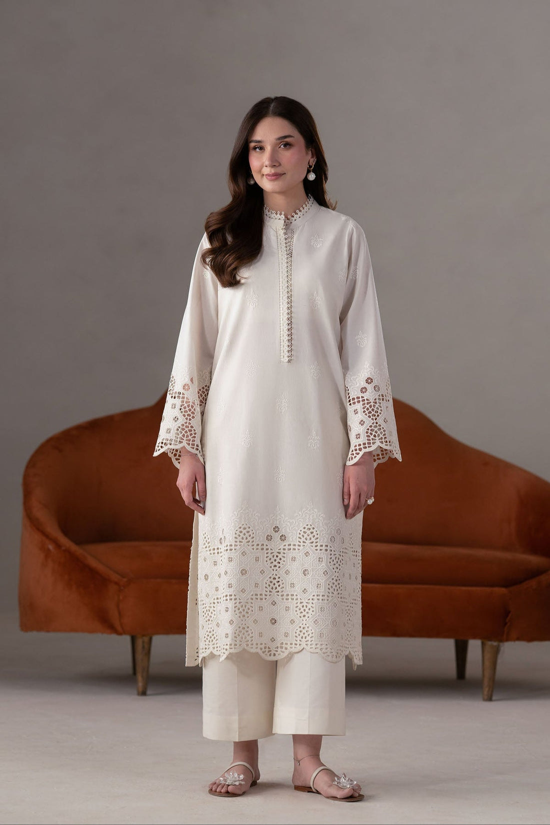 Akbar Aslam | Pret Lawn | Ecru by Akbar Aslam - Designer Dress - Type: Ladies Clothes - Available at Libayah - 100% Original