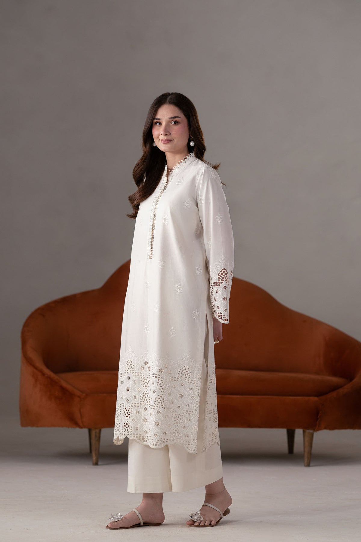 Akbar Aslam | Pret Lawn | Ecru by Akbar Aslam - Designer Dress - Type: Ladies Clothes - Available at Libayah - 100% Original