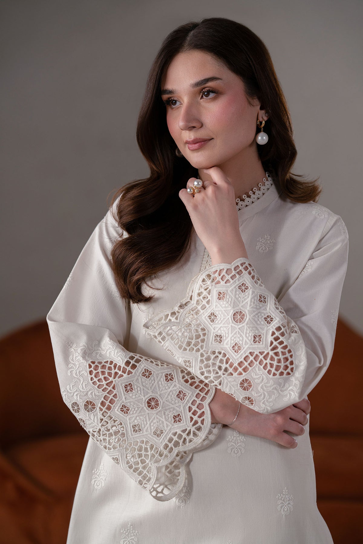 Akbar Aslam | Pret Lawn | Ecru by Akbar Aslam - Designer Dress - Type: Ladies Clothes - Available at Libayah - 100% Original