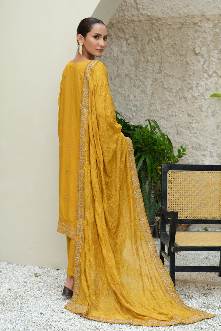 Marjjan | Aangan Embroidered Viscose |  SKC-100 (MUSTARD) by Marjjan - Designer Dress - Type: Ladies Clothes - Available at Libayah - 100% Original