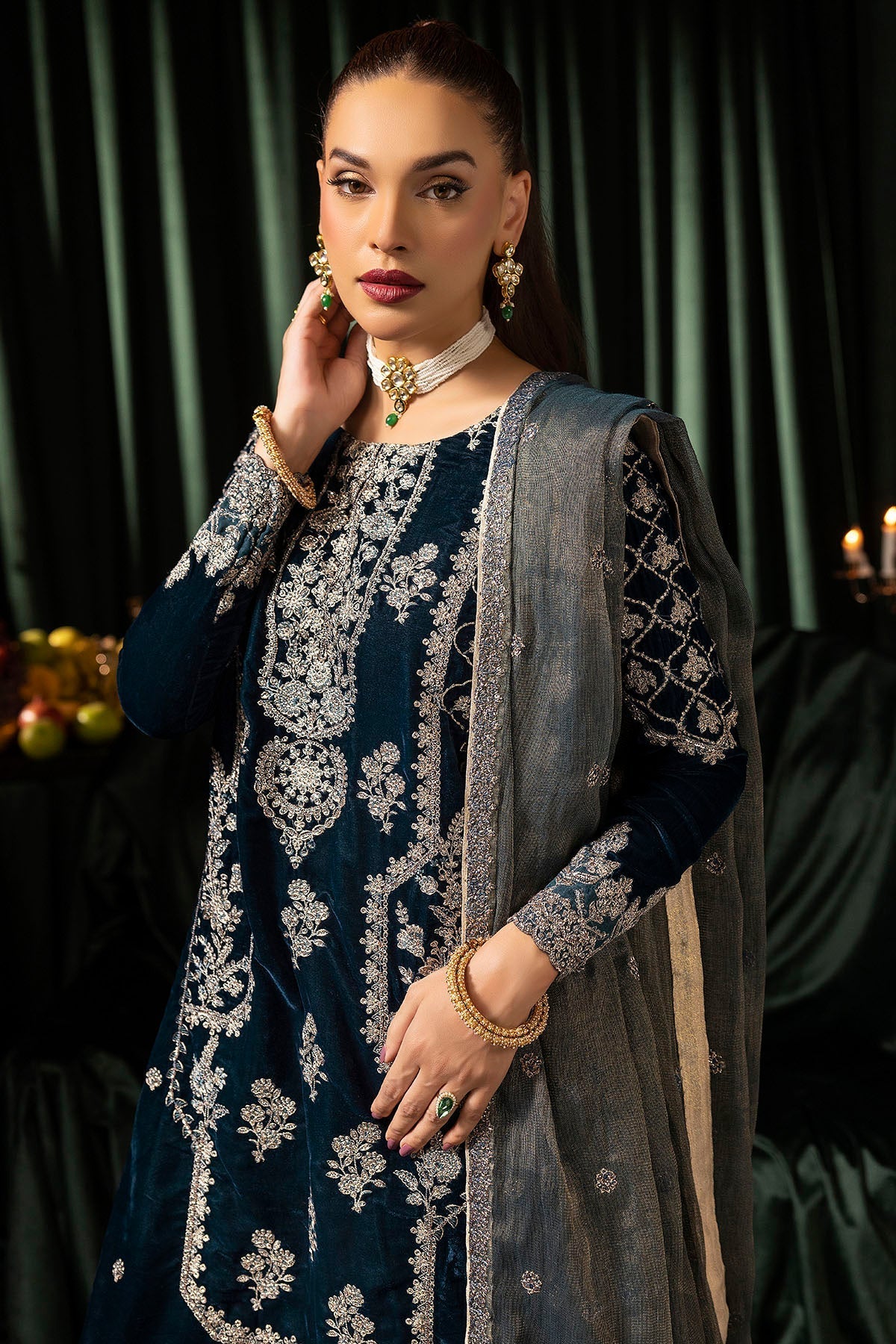 Motifz | Velvet Formals | 5093-DANEEN by Motifz - Designer Dress - Type: Ladies Clothes - Available at Libayah - 100% Original