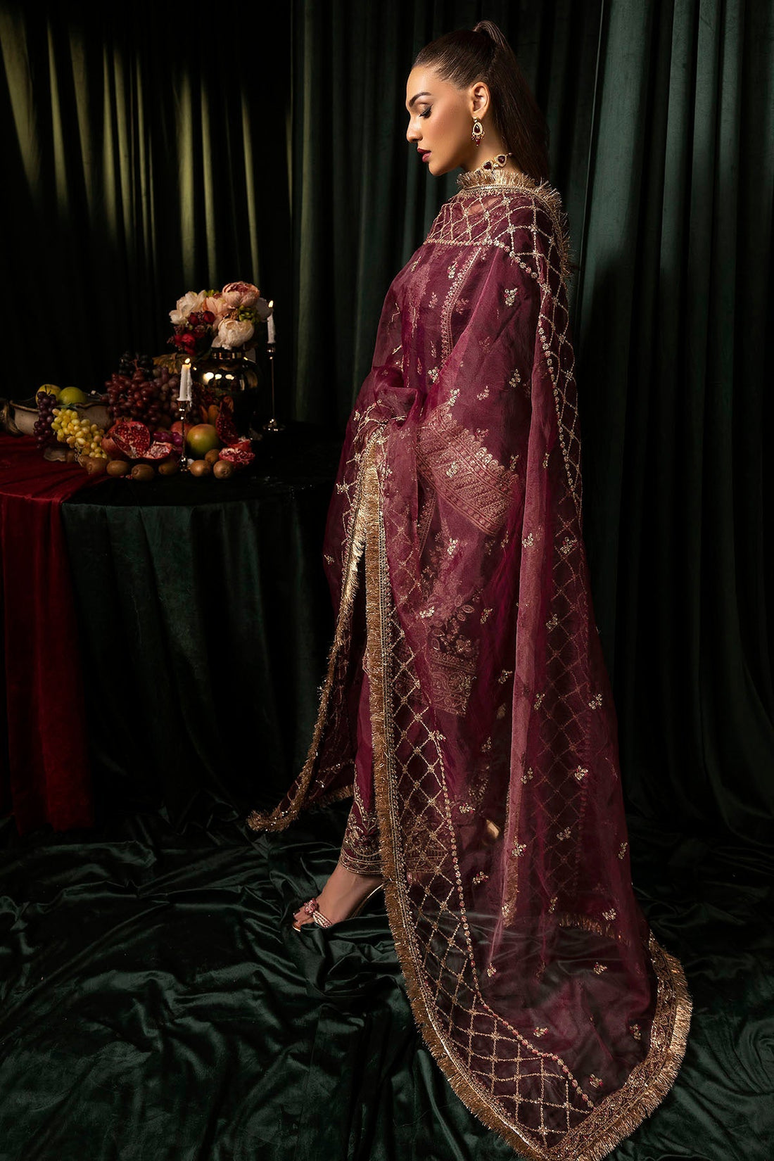 Motifz | Velvet Formals | 5095-MAZNEEN by Motifz - Designer Dress - Type: Ladies Clothes - Available at Libayah - 100% Original