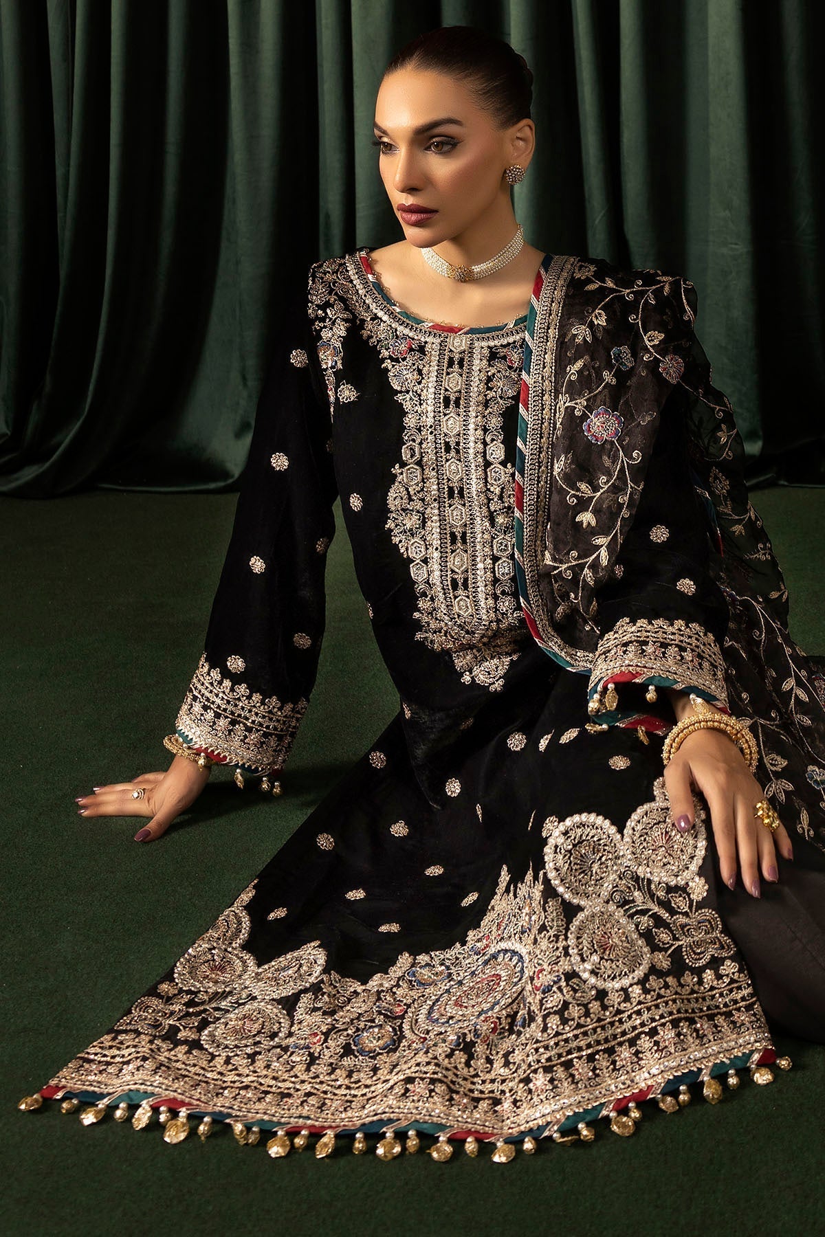 Motifz | Velvet Formals | 5098-FARZEEN by Motifz - Designer Dress - Type: Ladies Clothes - Available at Libayah - 100% Original