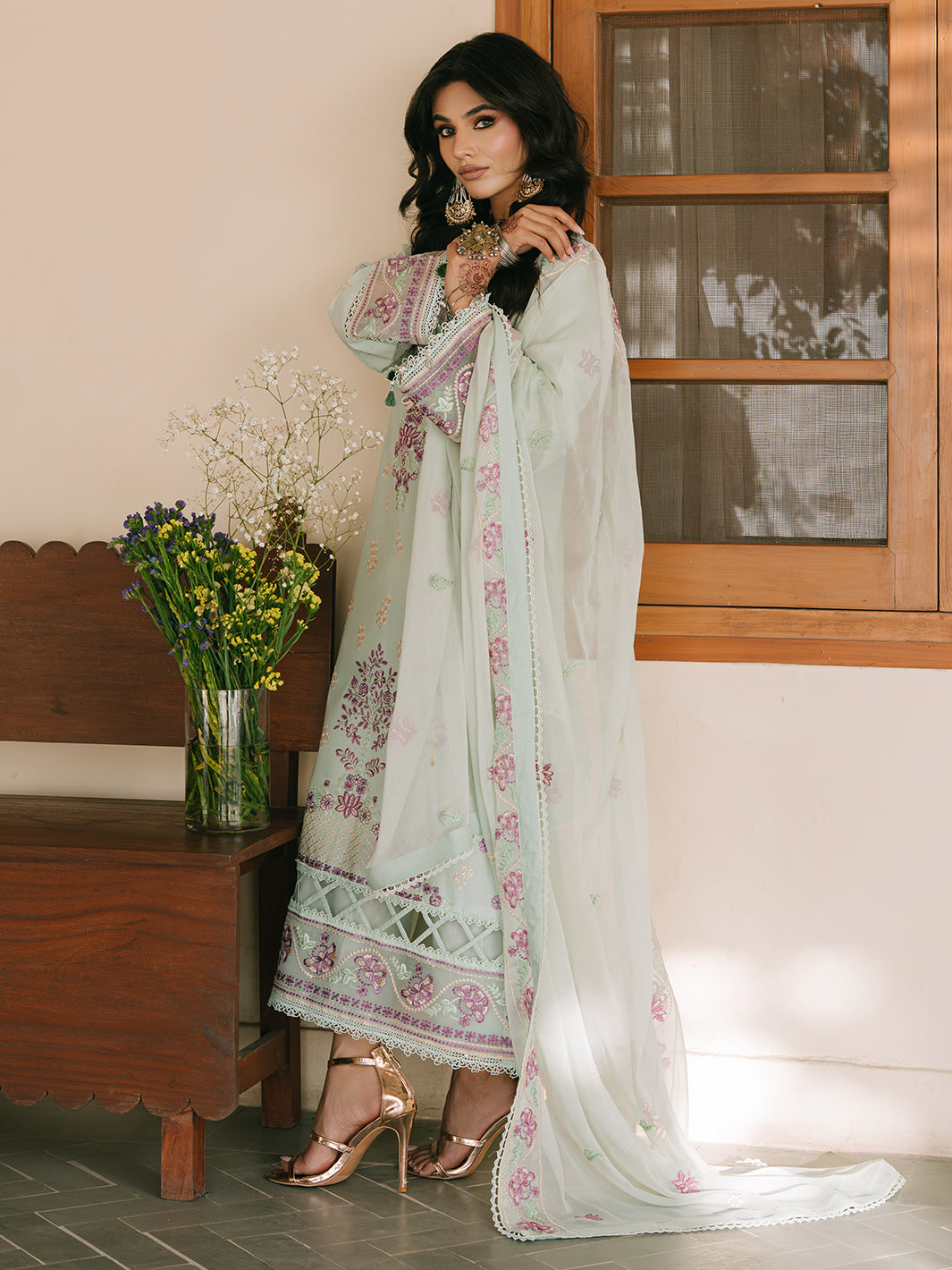 Mahnur | Shanaya Luxury Lawn 25 | Hooriya by Mahnur - Designer Dress - Type: Ladies Clothes - Available at Libayah - 100% Original