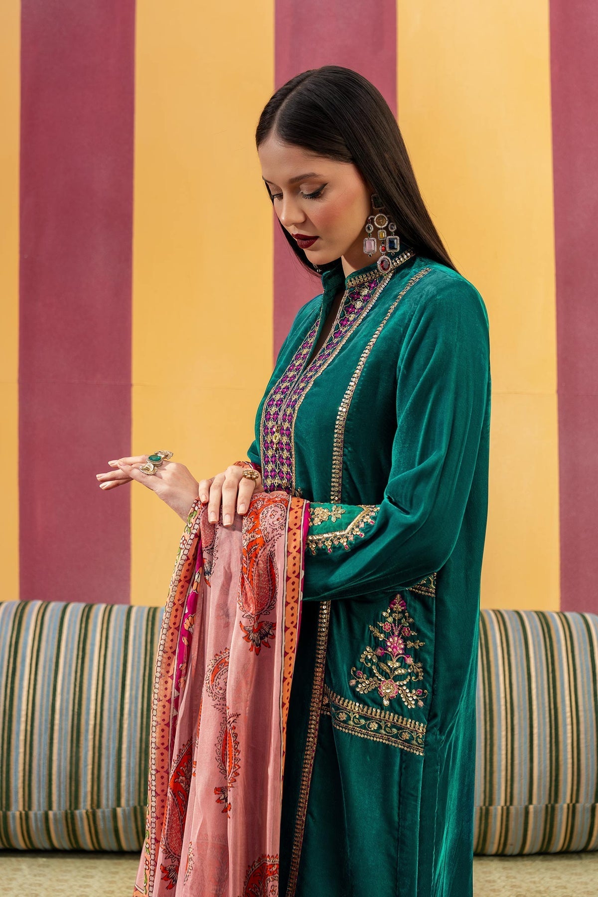 Maria B | M Basics Festive Velvet | MB-USW24-604 by Maria B - Designer Dress - Type: Ladies Clothes - Available at Libayah - 100% Original